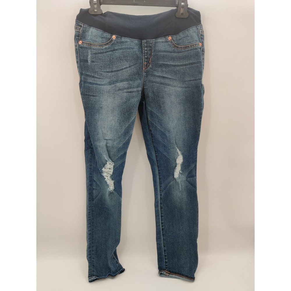 Ingrid‎ & Isabel Women Maternity Distressed Skinny Jeans Blue Full Panel Size 30